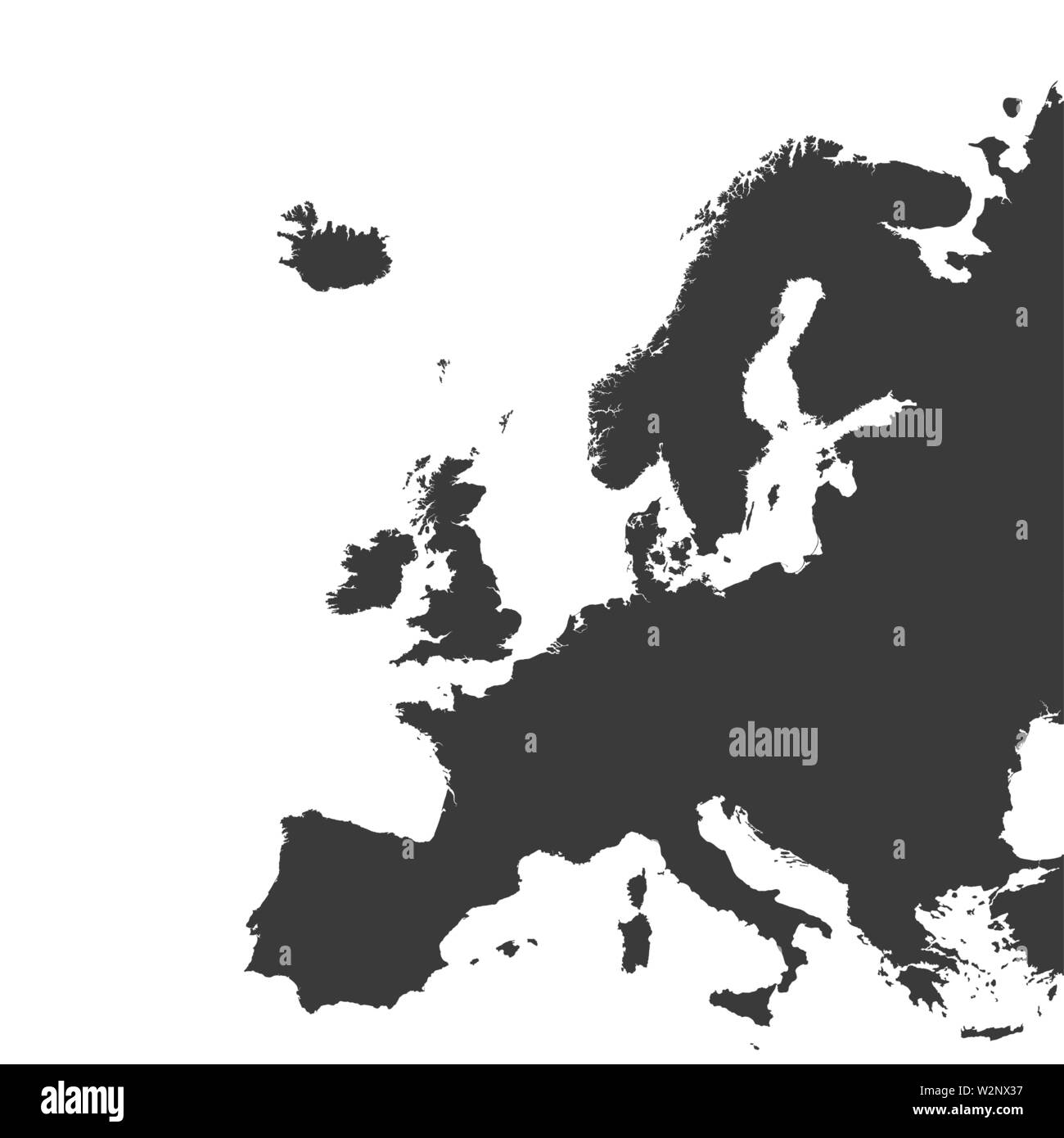 Map Of Europe Black And White Print - Europe Vector Map Isolated On White Back W2NX37 