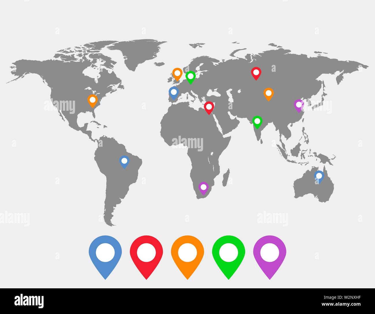 World map with location pointers. Smart map Stock Vector