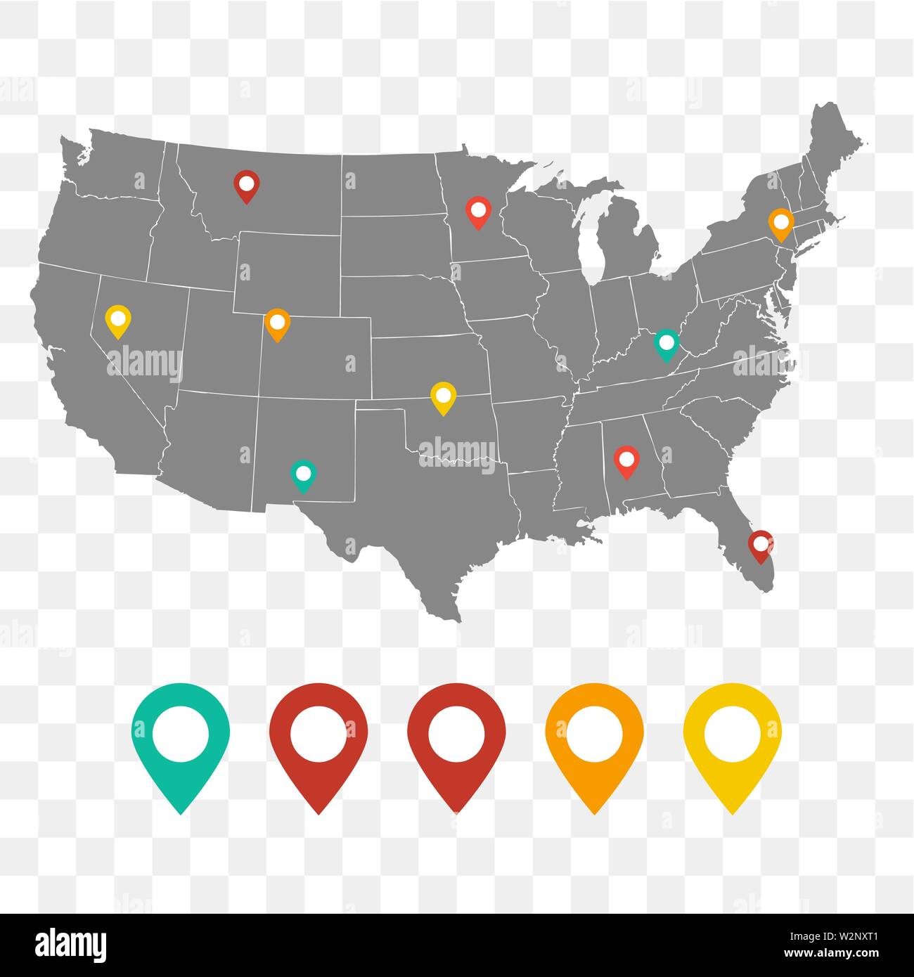 usa map with location pointers. Vector eps10 Stock Vector