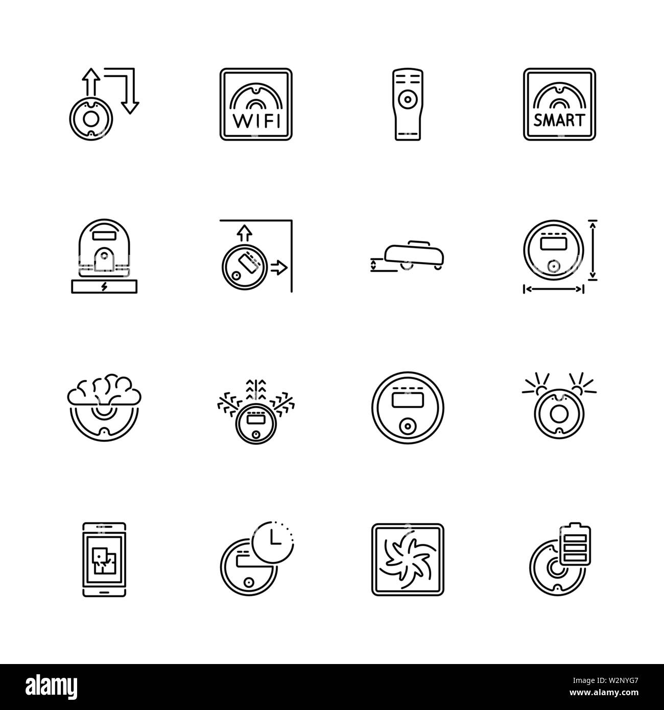 Robot Vacuum Cleaners icons set - Black symbol on white background. Robot Vacuum Cleaners Simple Illustration Symbol - lined Sign Stock Vector & Art - Alamy