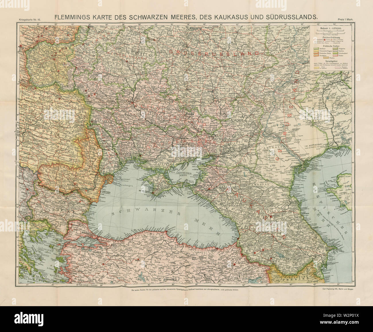 16-Karte des Schwarzen Meeres, des Kaukasus und Südrusslands (1914) Stock Photo