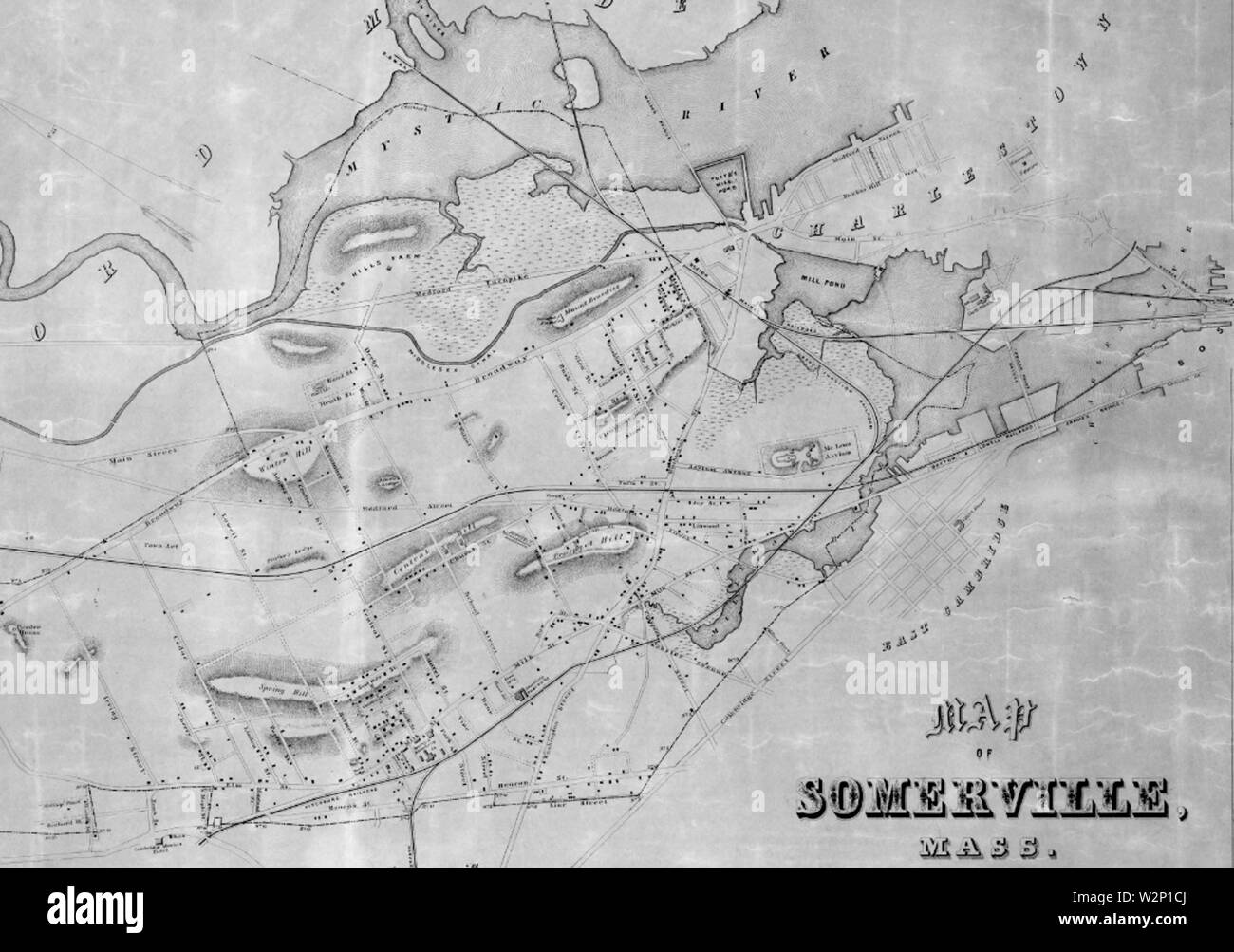 1852 map Somerville Massachusetts - 1852 Map Somerville Massachusetts Bydraper Bpl10528 W2P1CJ