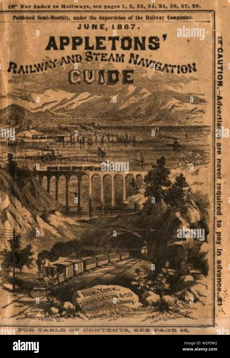 1867 Appletons Railway and Steam Navigation Guide June Stock Photo