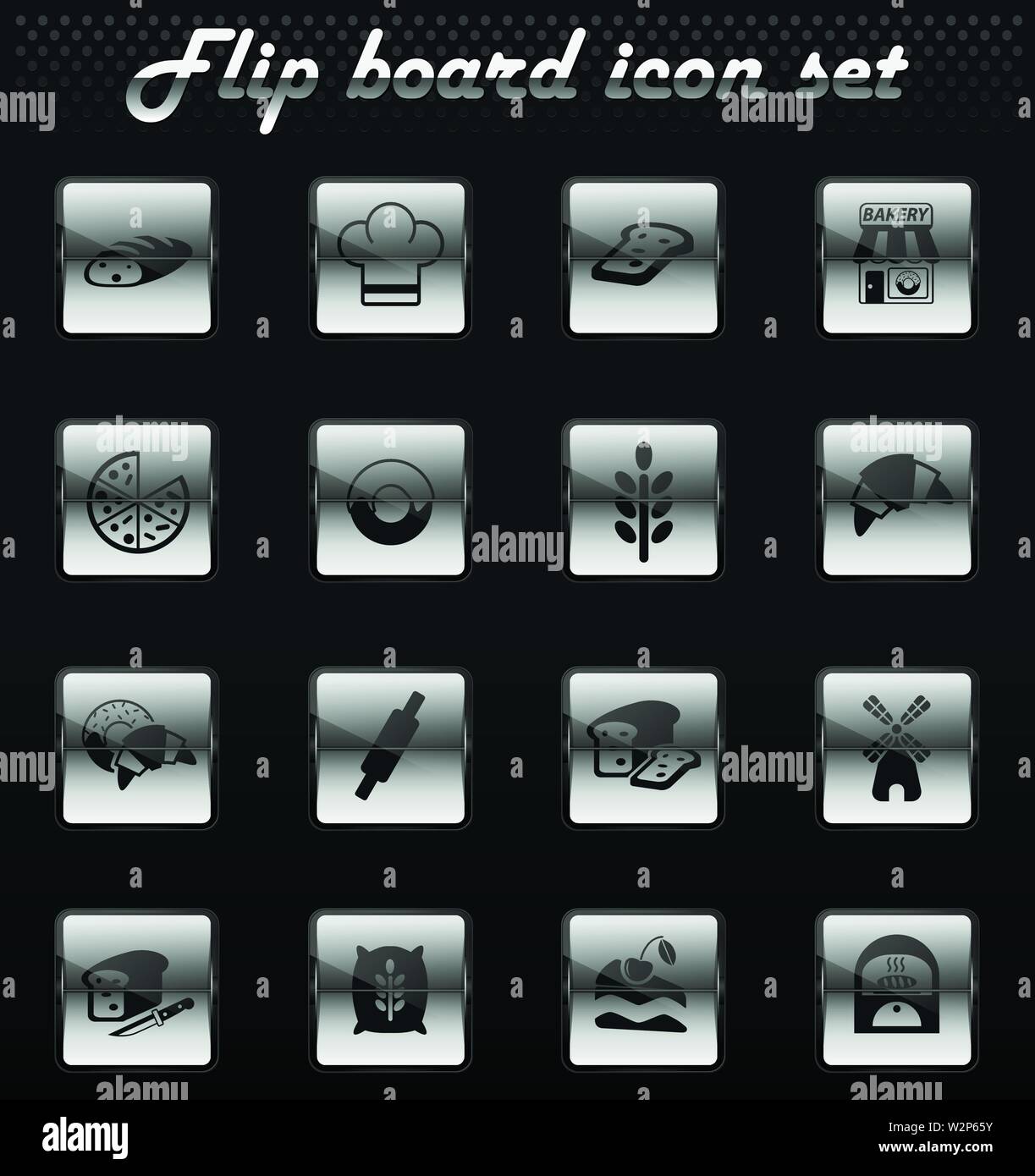 bakery vector flip mechanical icons for user interface design Stock ...