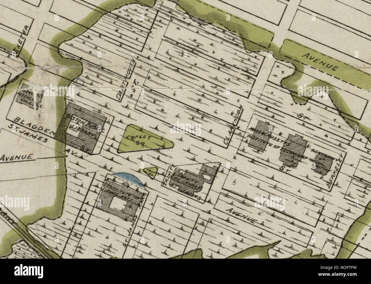 Coplay Map 1895 CopleySq map Boston byCCPerkins BPL 12471 Stock Photo - Alamy