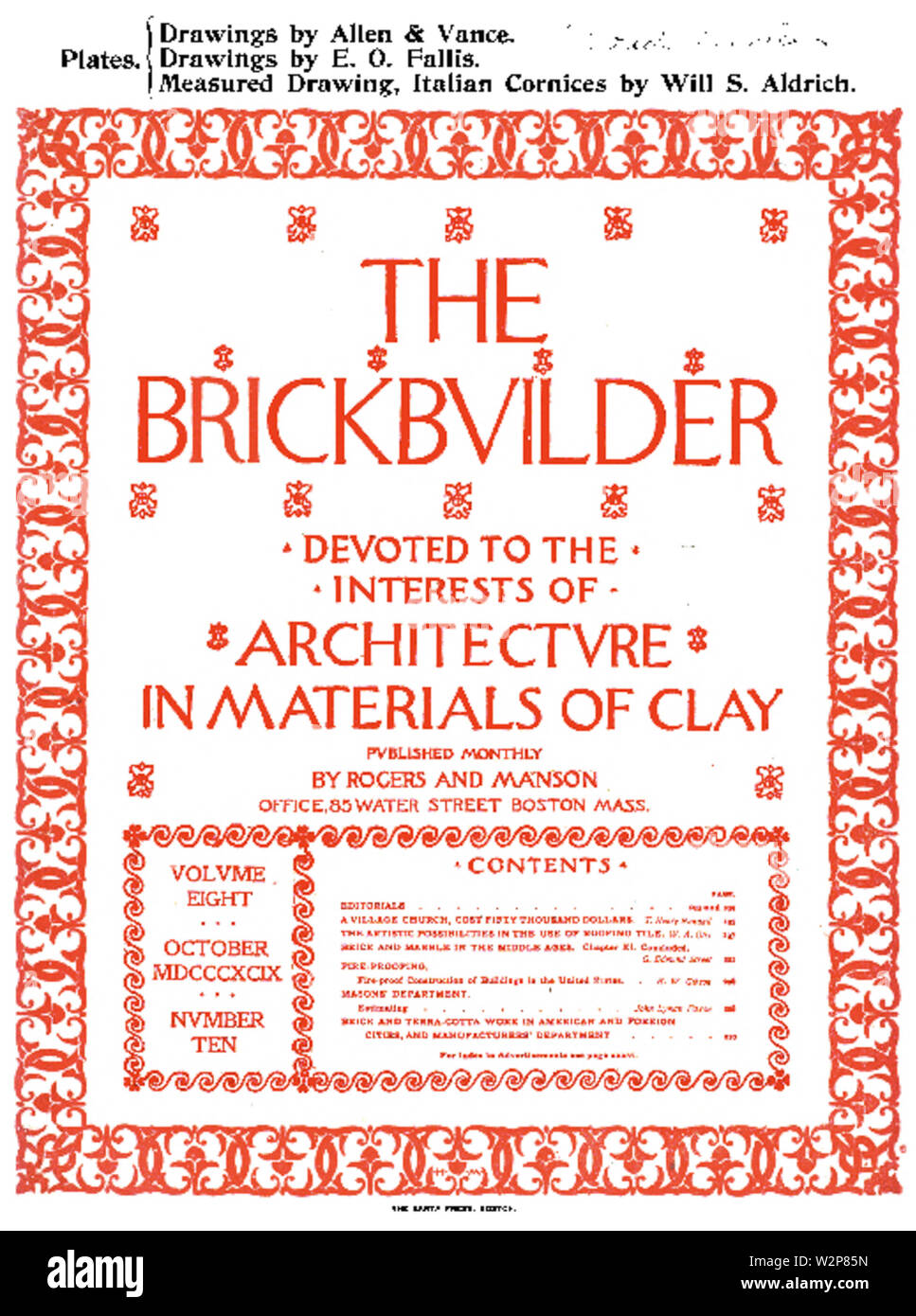 1899 Brickbuilder v8 no10 Boston WaterSt Stock Photo