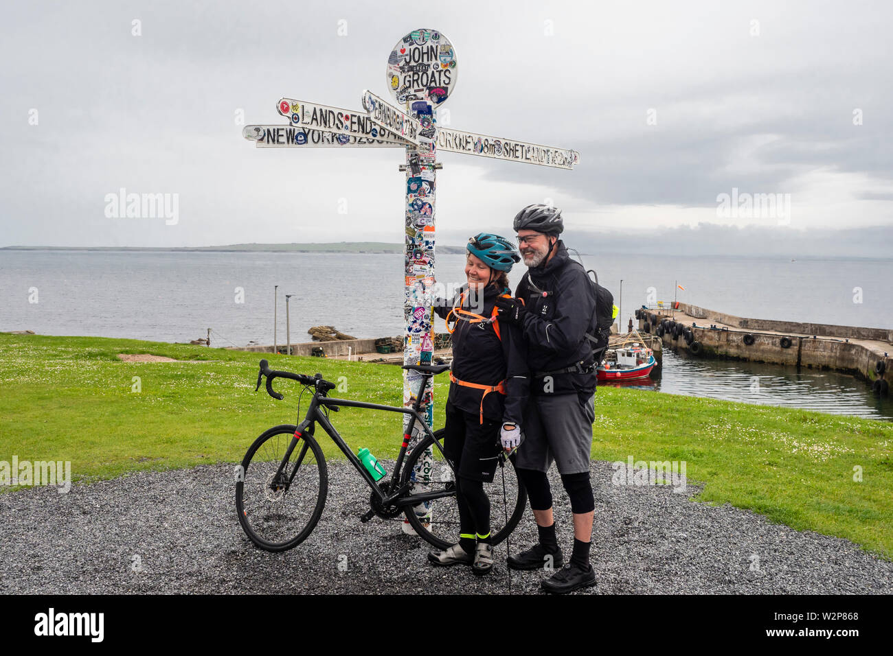 John o' Groats is a village 2.5 miles NE of the village of Canisbay, Caithness, in the far north of Scotland. Stock Photo