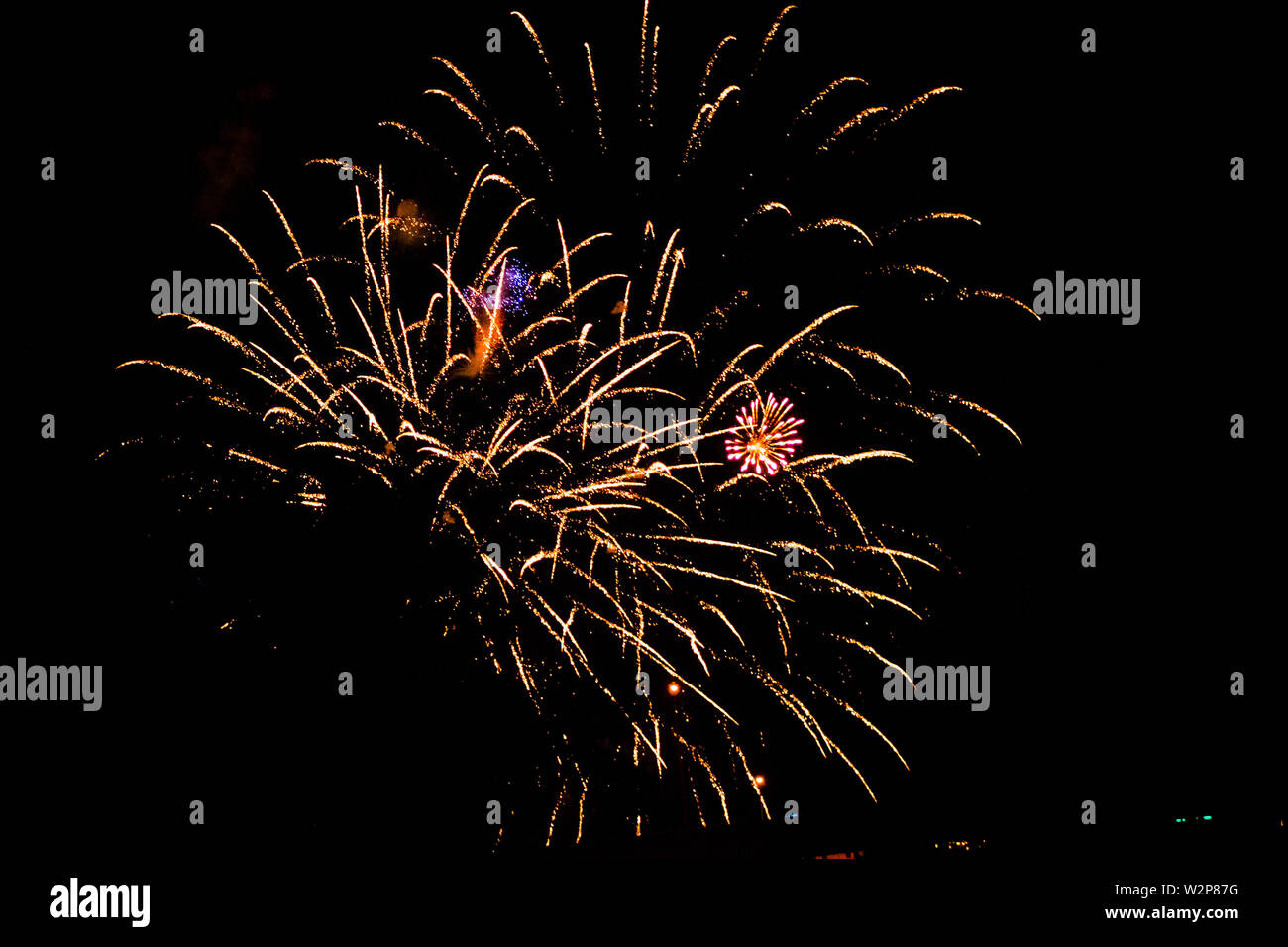 Firework celebration on the 4th of July in Grand Rapids Michigan Stock