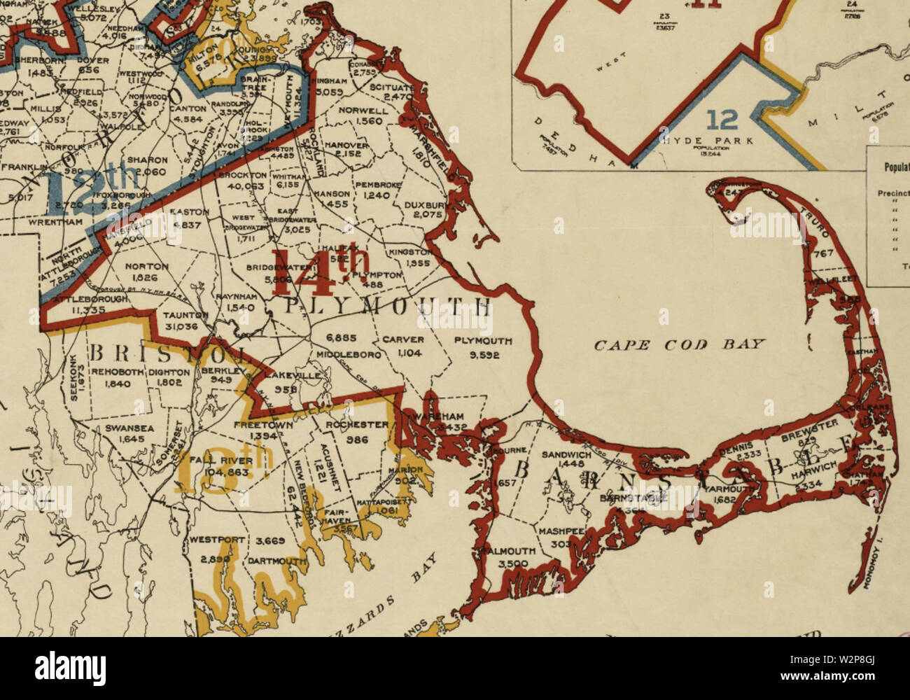 1901 District 14 detail of Massachusetts Congressional Districts map