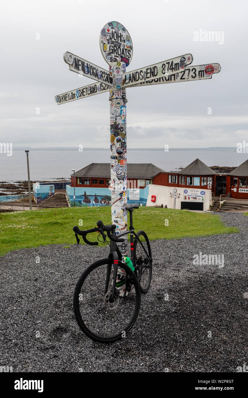 John o' Groats is a village 2.5 miles NE of the village of Canisbay, Caithness, in the far north of Scotland. Stock Photo