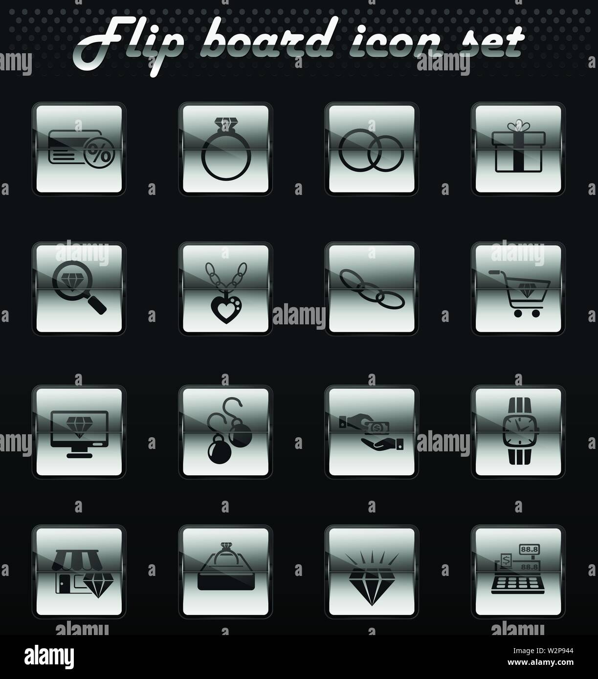 jewerly store icon set Stock Vector