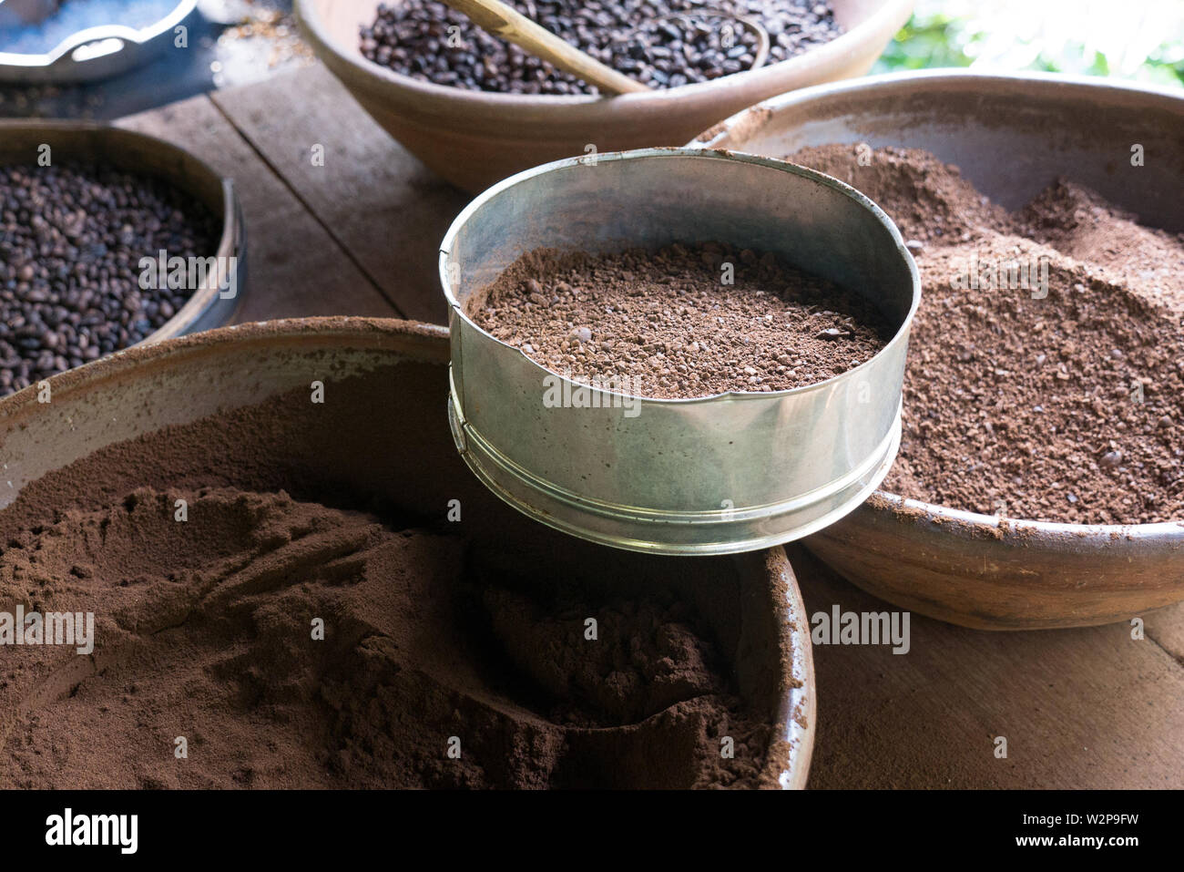 Ground Luwak coffee beans are ready to make coffee Stock Photo