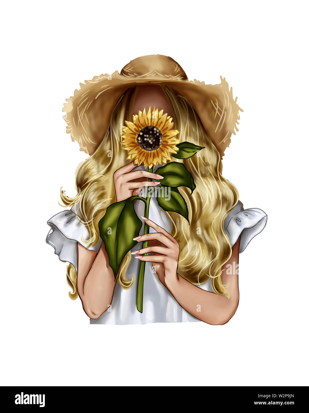 Portrait of girl holding sunflower Stock Photo - Alamy