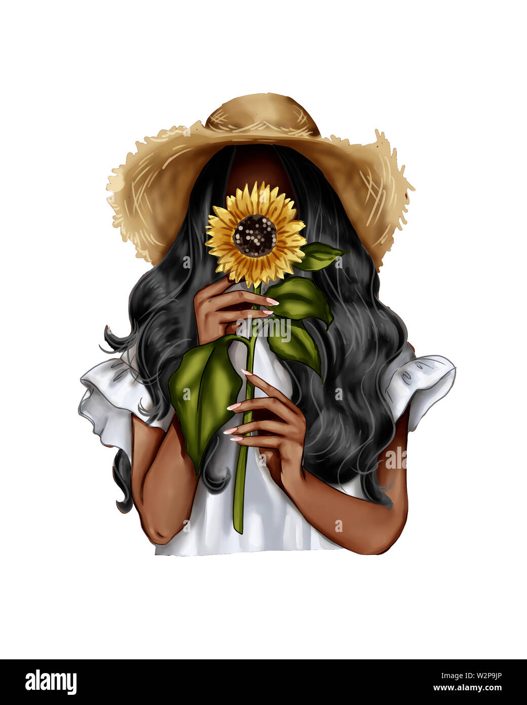 Portrait of girl holding sunflower Stock Photo - Alamy