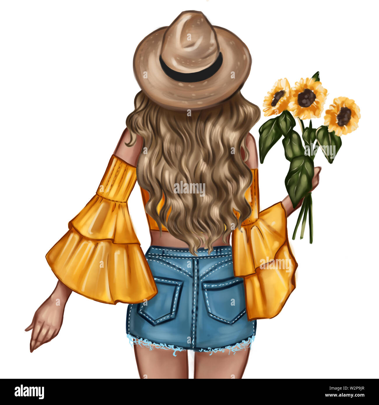 Portrait of girl holding sunflower Stock Photo - Alamy