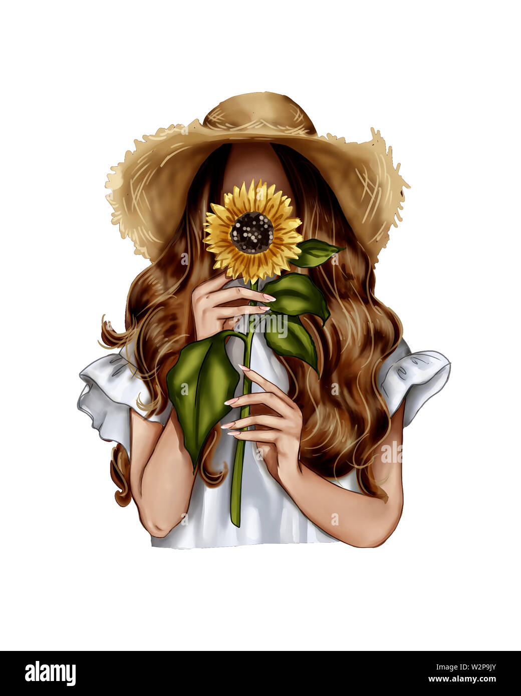 Portrait of girl holding sunflower Stock Photo - Alamy