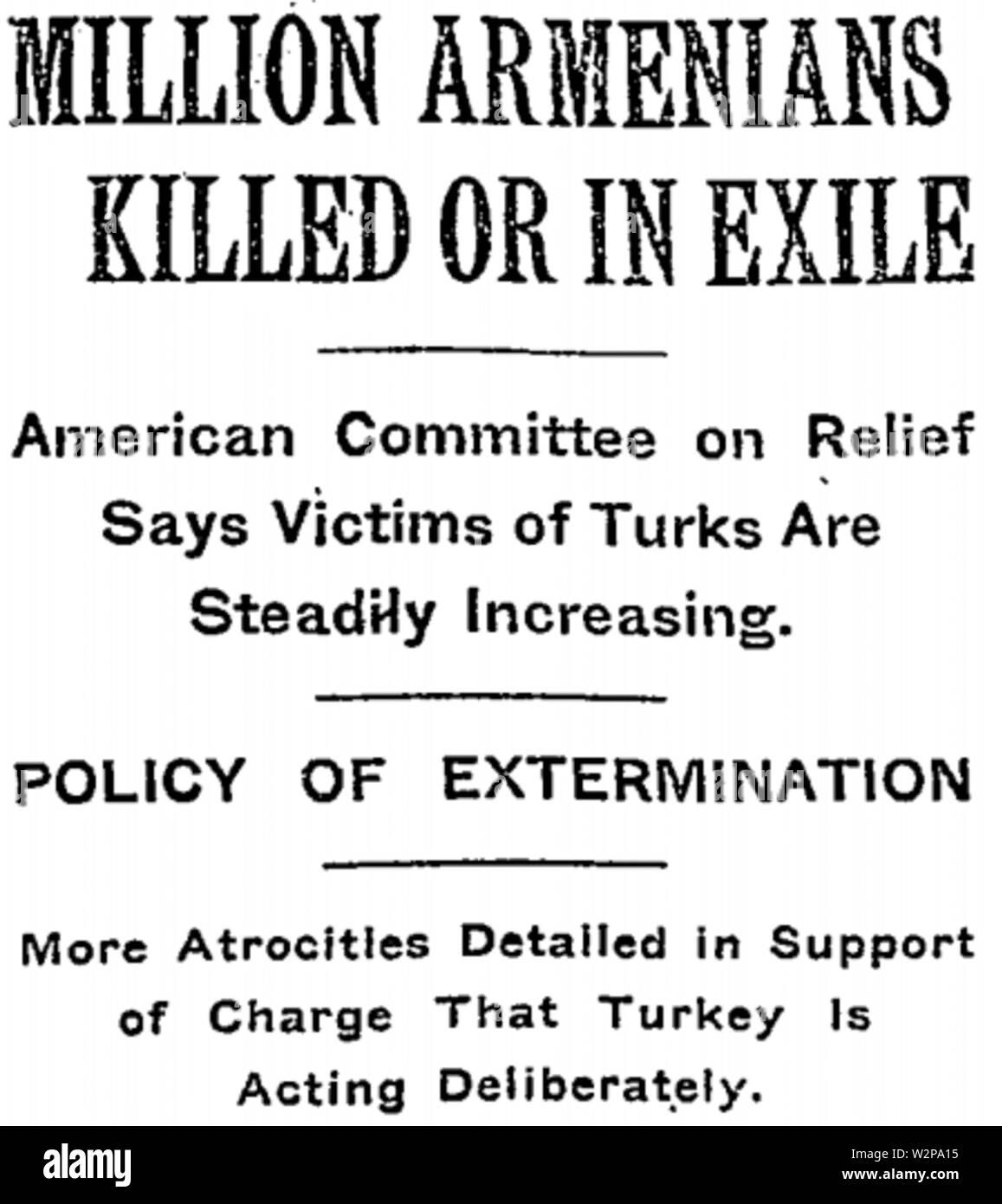 1915 New York Times Armenian Genocide article Stock Photo