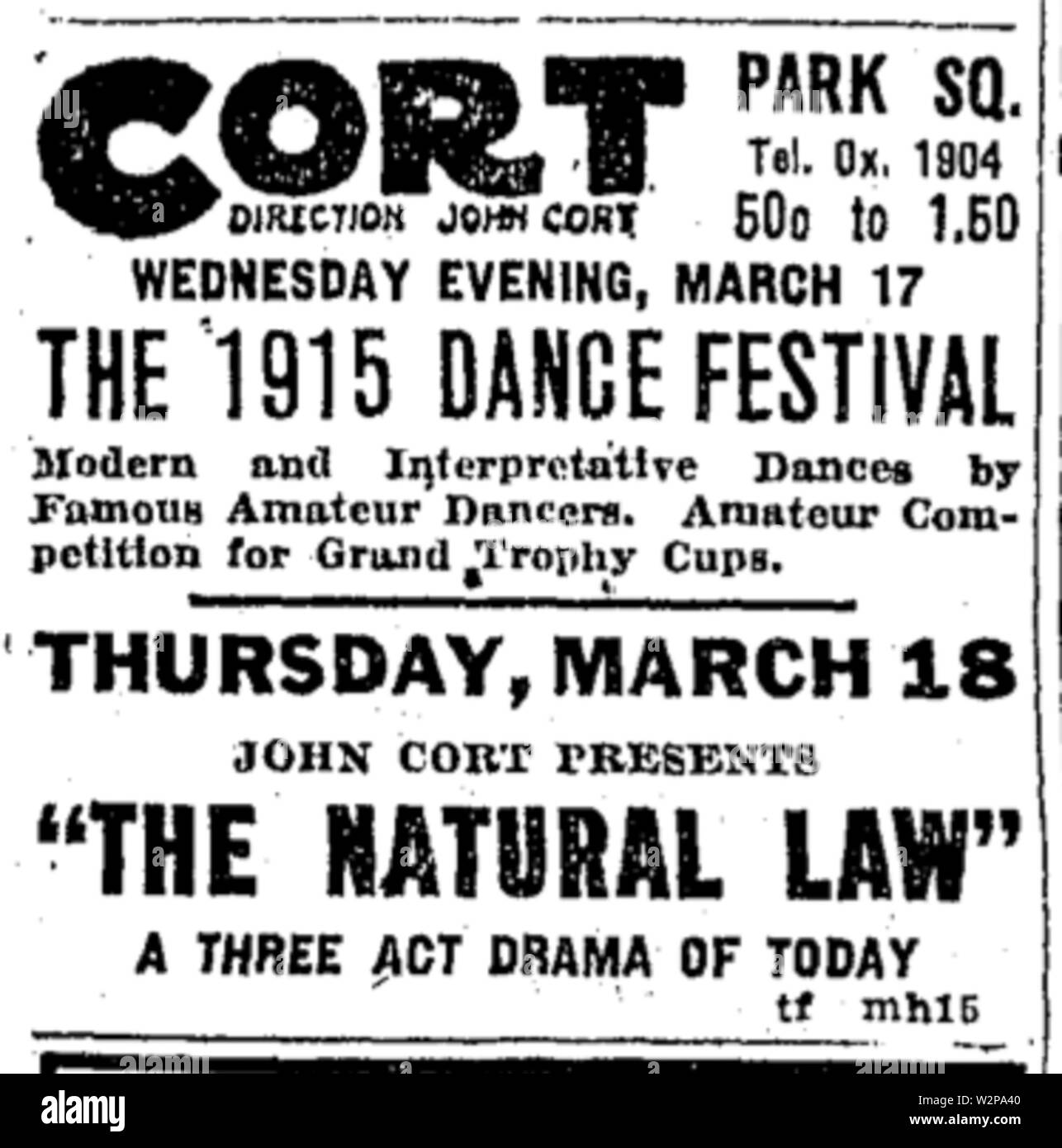 1915 dance CortTheatre BostonGlobe March15 Stock Photo
