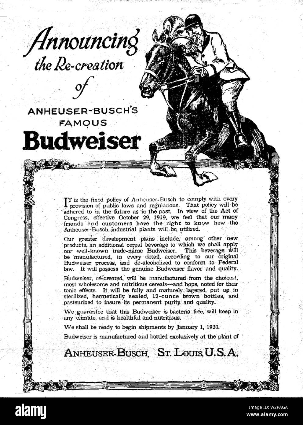 Budweiser ad Black and White Stock Photos & Images Alamy