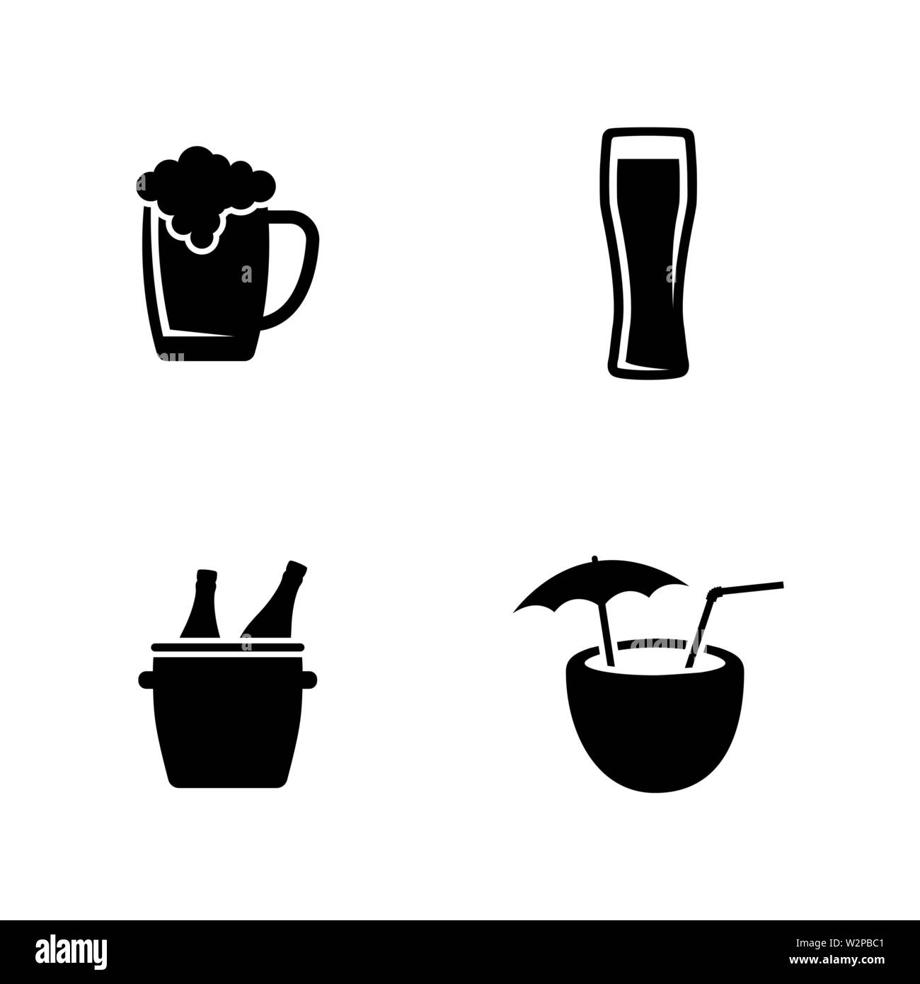 Alcoholic. Simple Related Vector Icons Set for Video, Mobile Apps, Web Sites, Print Projects and Your Design. Black Flat Illustration on White Backgro Stock Vector