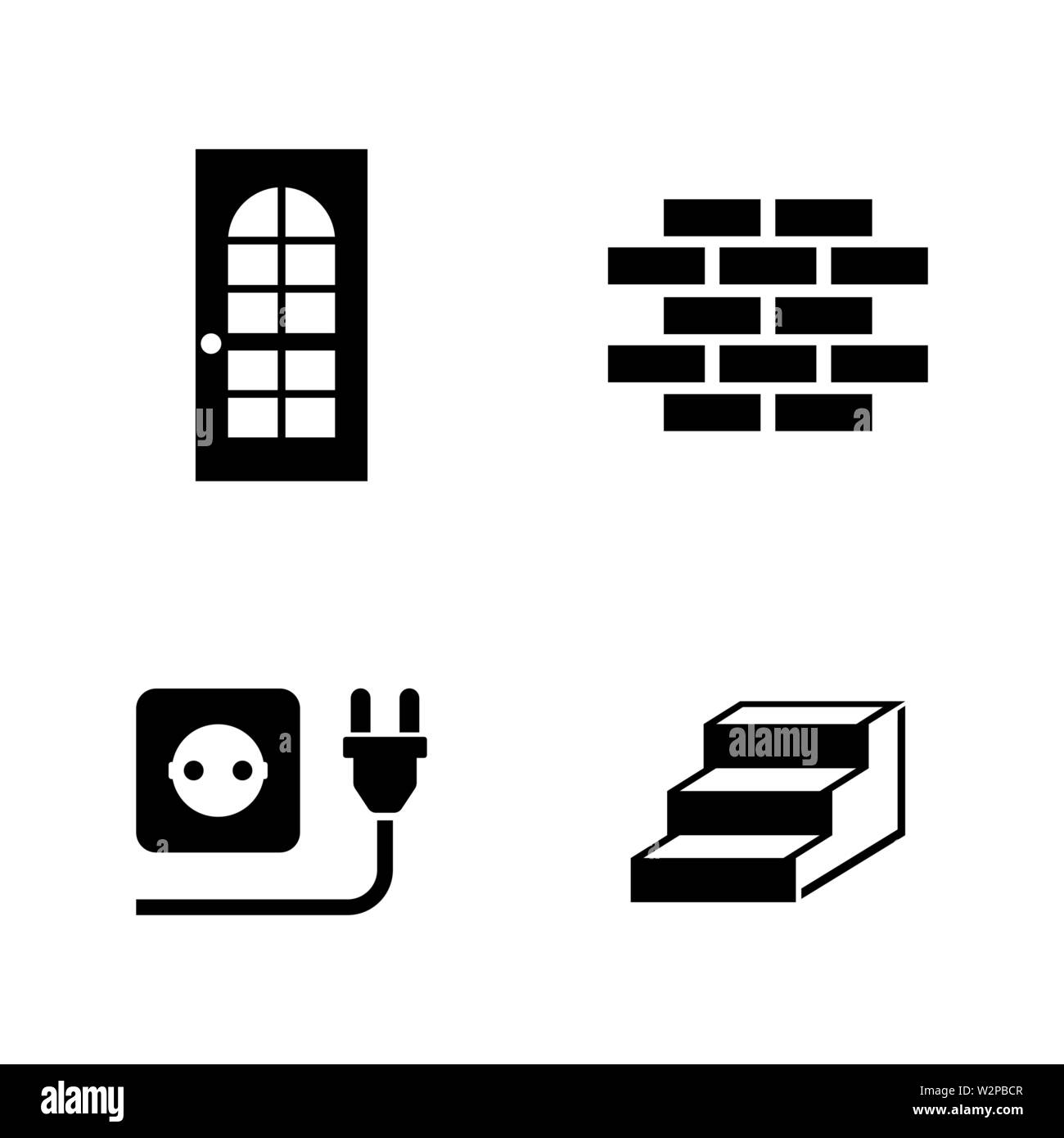 Building House. Simple Related Vector Icons Set for Video, Mobile Apps ...