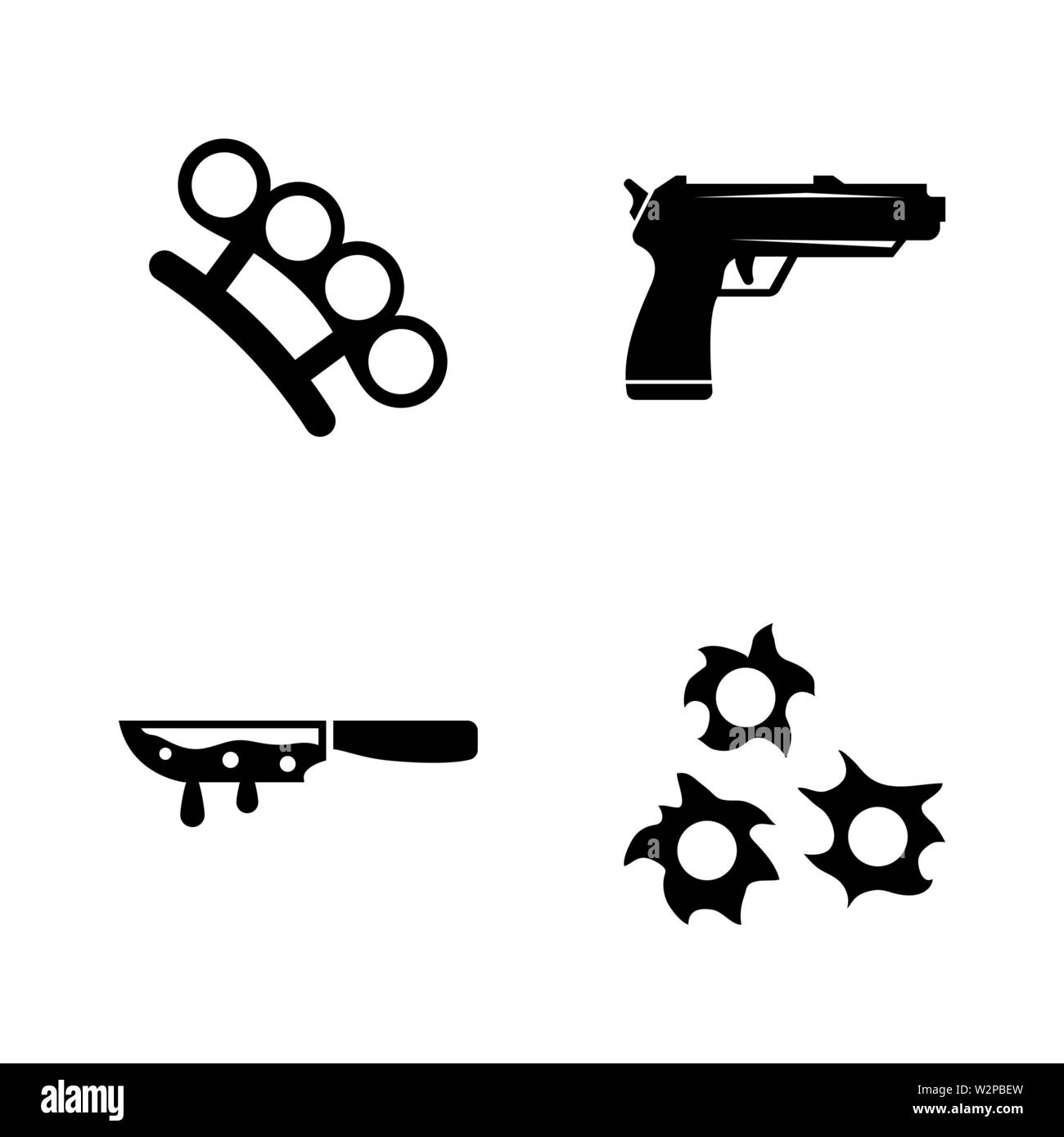 Crime. Simple Related Vector Icons Set for Video, Mobile Apps, Web Sites, Print Projects and Your Design. Black Flat Illustration on White Background. Stock Vector