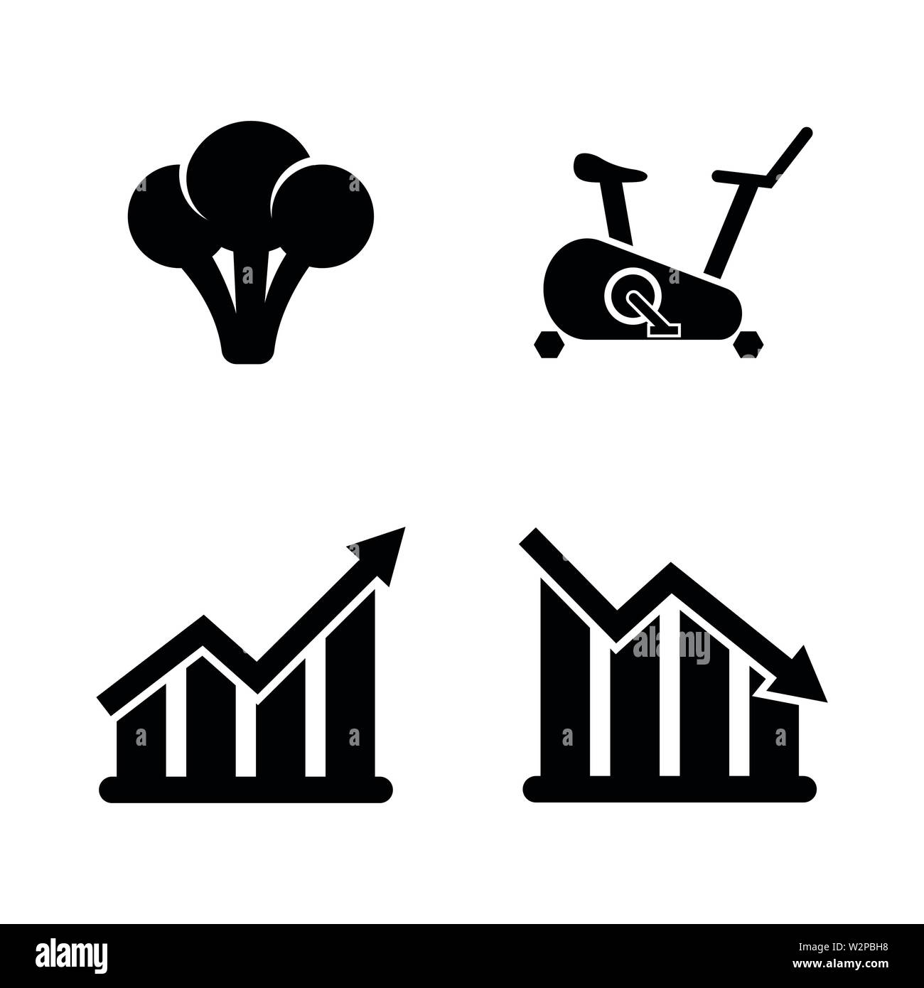 Cardio Workout. Simple Related Vector Icons Set for Video, Mobile Apps, Web Sites, Print Projects and Your Design. Black Flat Illustration on White Ba Stock Vector