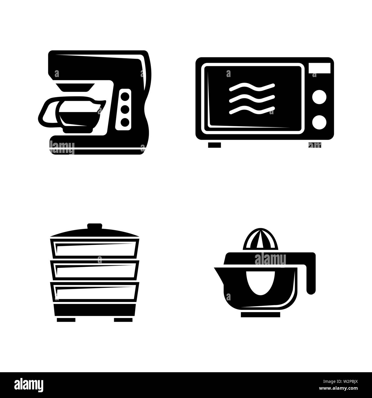 Kitchen Accessories. Simple Related Vector Icons Set for Video, Mobile Apps, Web Sites, Print Projects and Your Design. Black Flat Illustration on Whi Stock Vector
