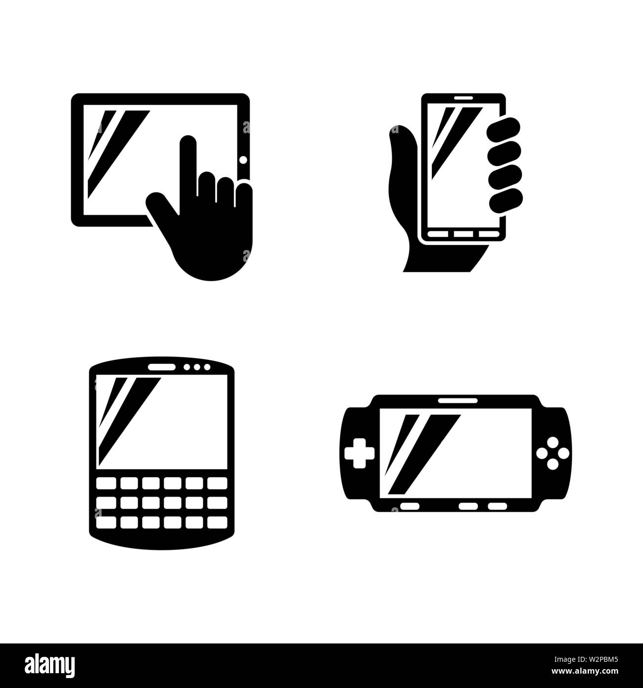 Mobile Devices. Simple Related Vector Icons Set for Video, Mobile Apps