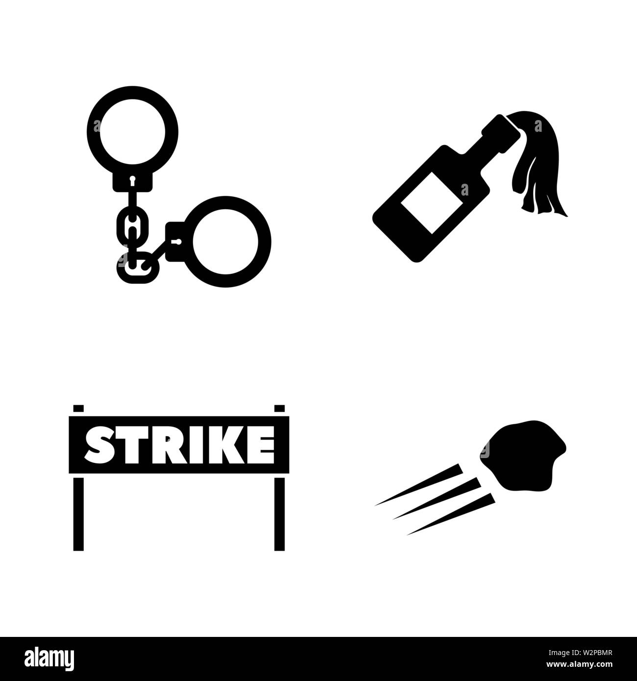 Strike. Simple Related Vector Icons Set for Video, Mobile Apps, Web Sites, Print Projects and Your Design. Black Flat Illustration on White Background Stock Vector