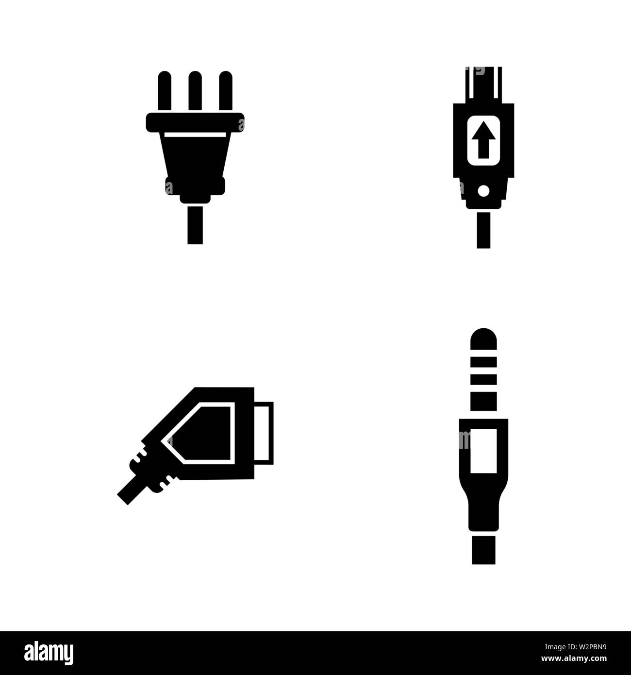 Plug. Simple Related Vector Icons Set for Video, Mobile Apps, Web Sites, Print Projects and Your Design. Black Flat Illustration on White Background. Stock Vector