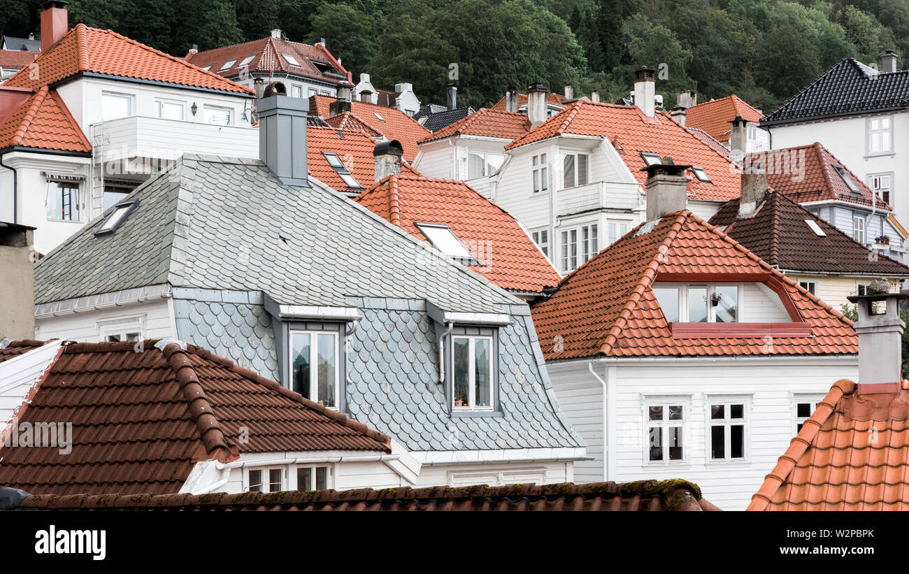 Tiled rooftops in Bergen, Norway Stock Photo - Alamy