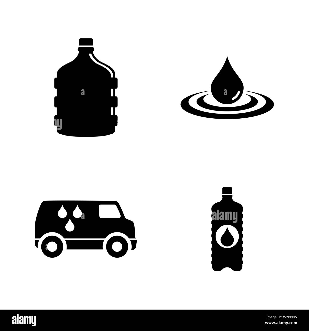 Bottled Water Delivery. Simple Related Vector Icons Set for Video, Mobile Apps, Web Sites, Print Projects and Your Design. Black Flat Illustration on Stock Vector