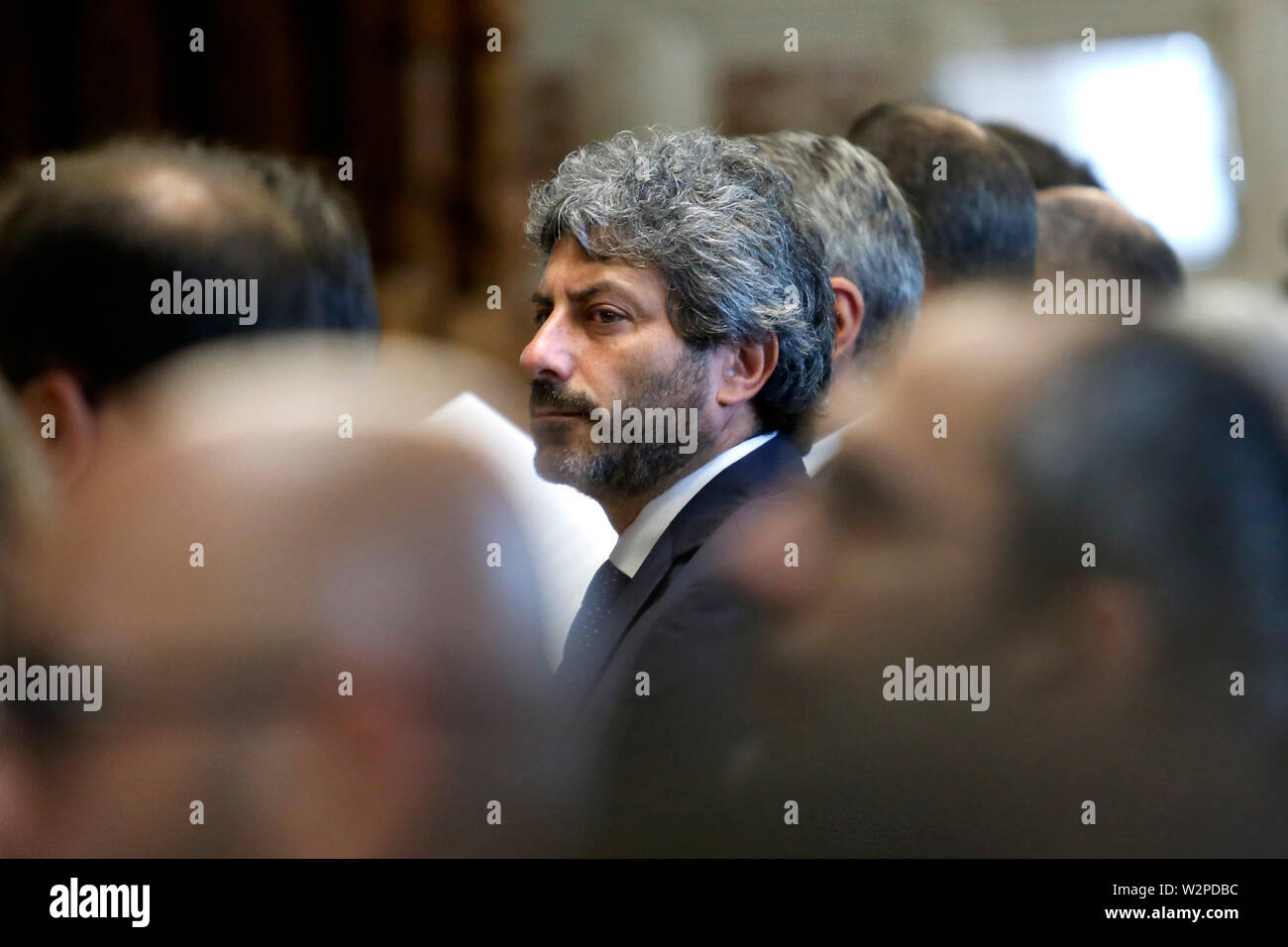Roma, Italia. 10th July, 2019. The president of the lower Chamber Roberto Fico Rome July 10th 2019. Annual report of INPS (National Institute for Social Security). Foto Samantha Zucchi Insidefoto Credit: insidefoto srl/Alamy Live News Stock Photo