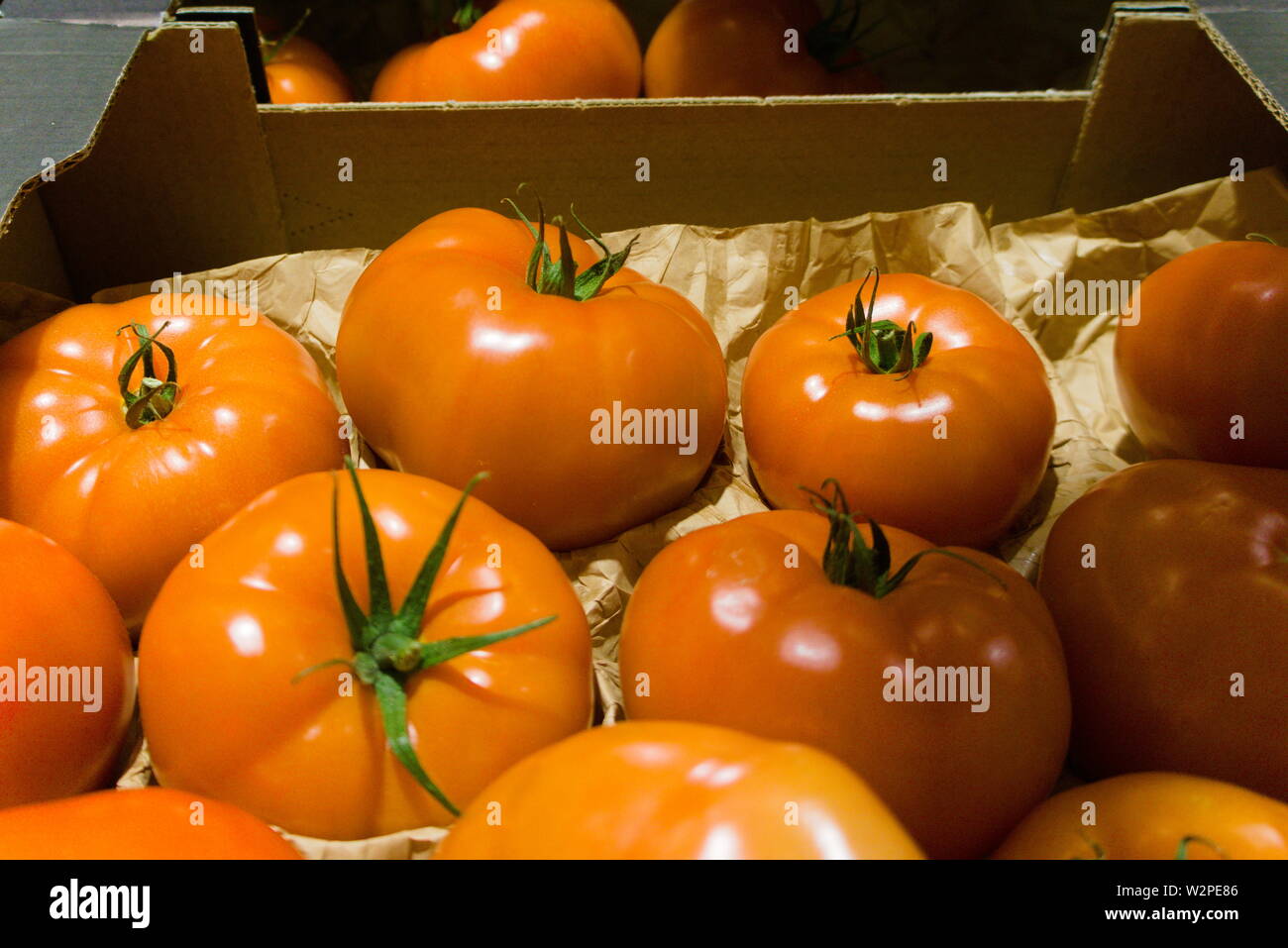 beautiful red ripe tomatoes in the supermarket Stock Photo - Alamy