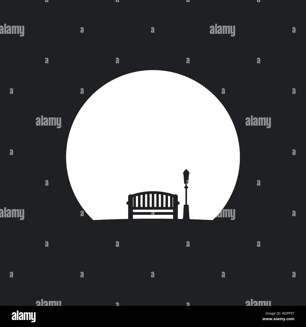 Bench and moon flat icons background. Vector Stock Vector Image & Art ...