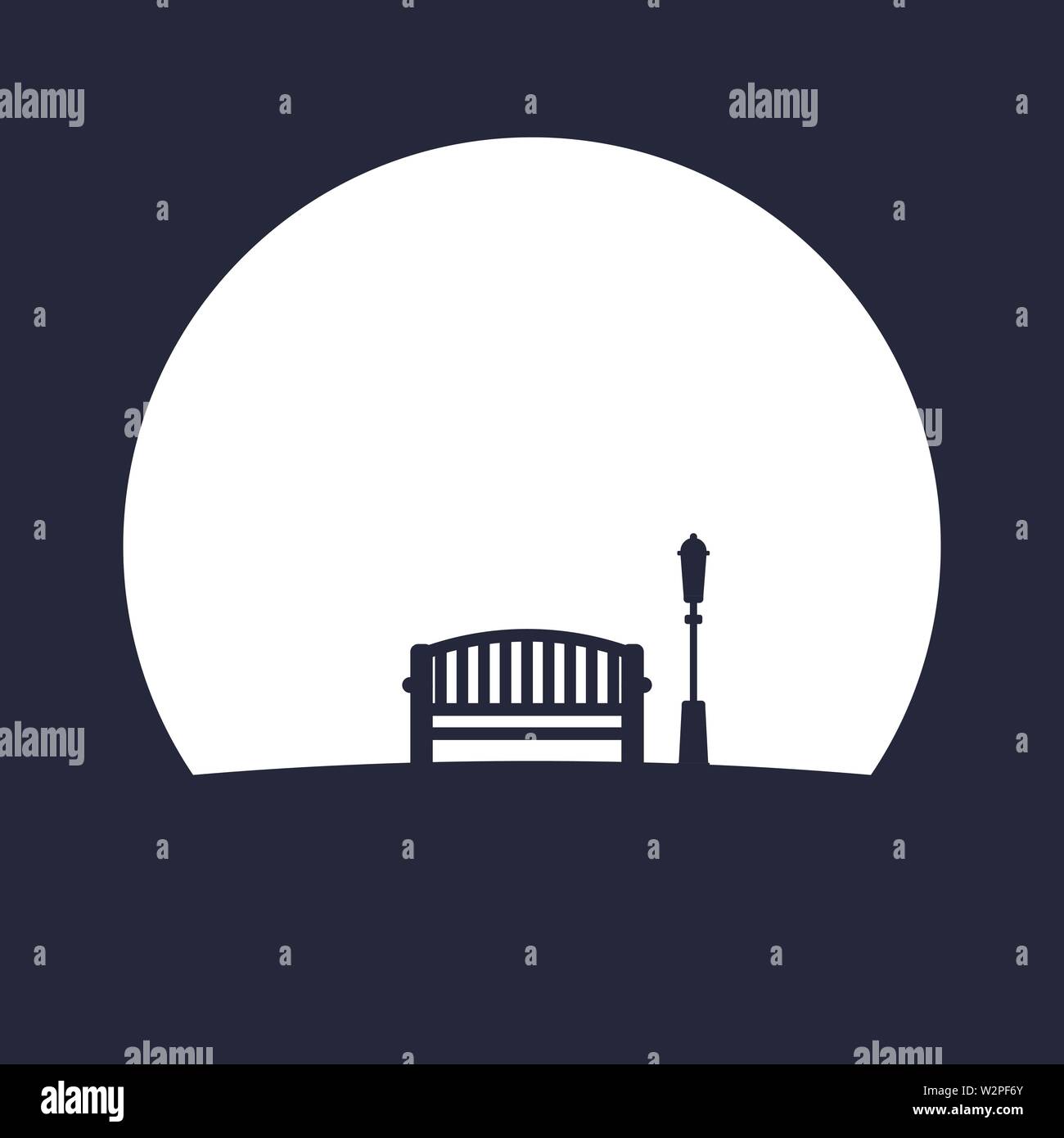 Bench and moon flat icons background. Vector Stock Vector Image & Art ...