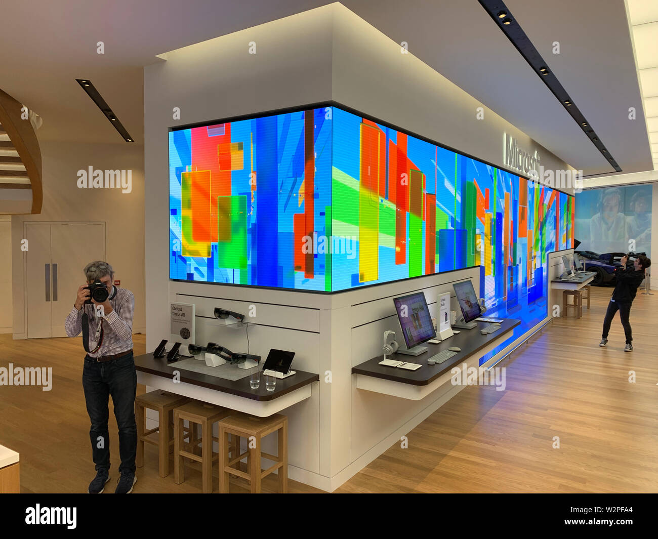 General view of inside of Microsoft's new flagship store on Oxford Circus, London. Stock Photo