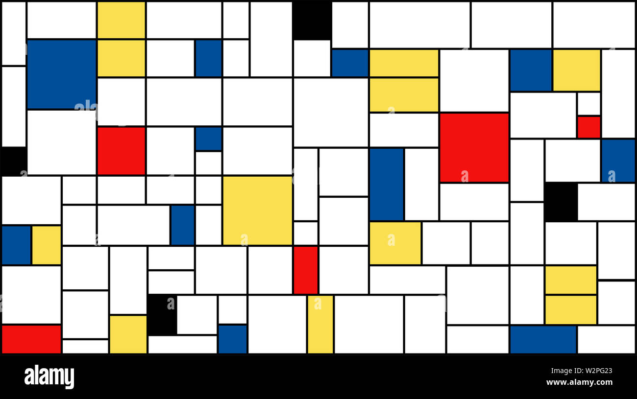 Neoplasticism (Piet Mondrian) imitation pattern. Large size background texture. Stock Photo