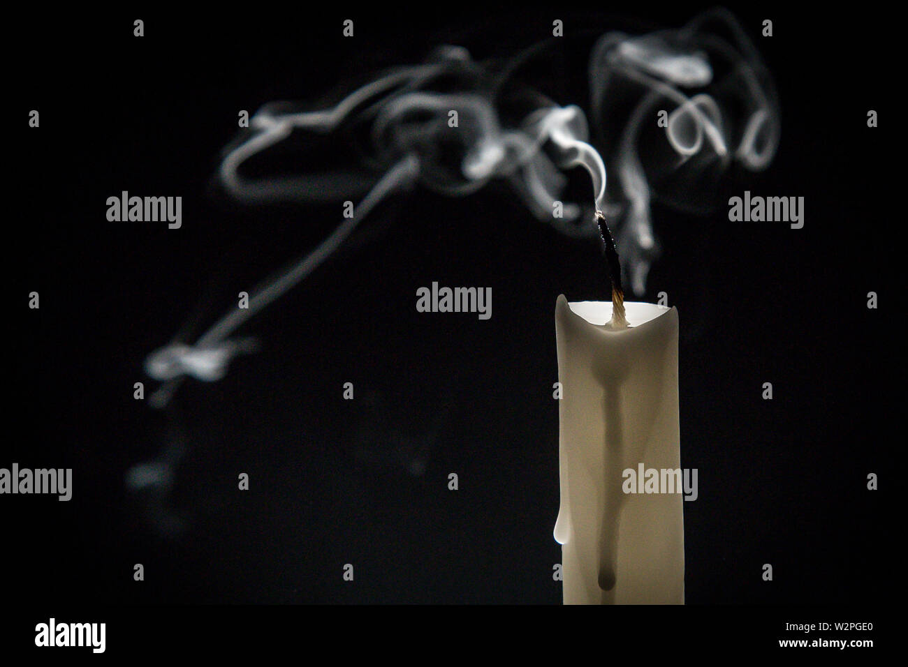 Smoke candle on a black background Stock Photo Alamy