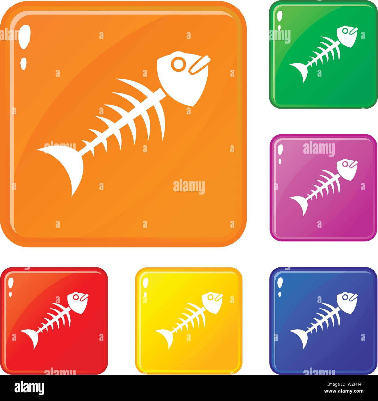 Fish bone icons set vector color Stock Vector Image & Art Alamy