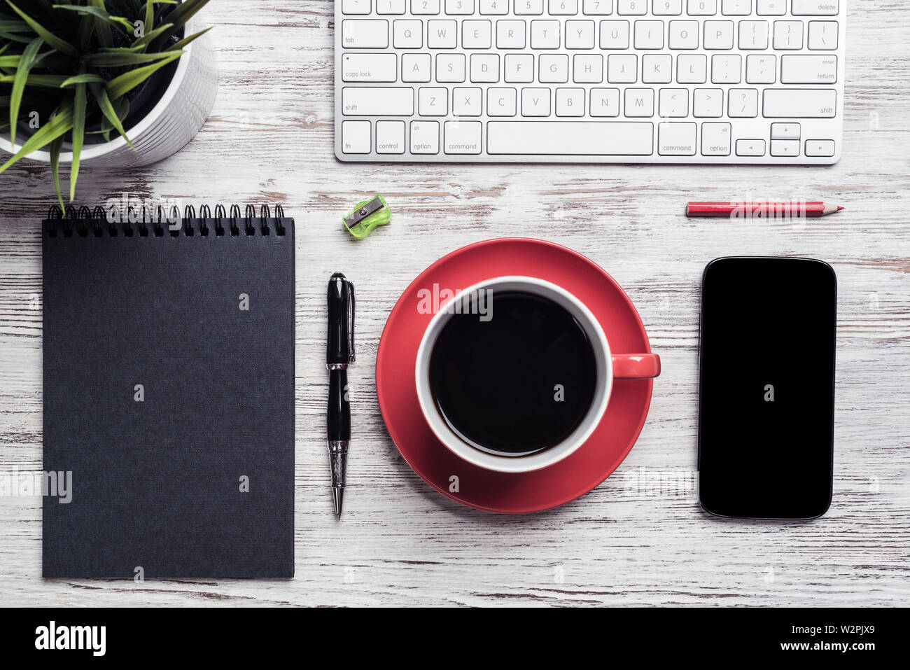 Top view office manager workspace Stock Photo - Alamy