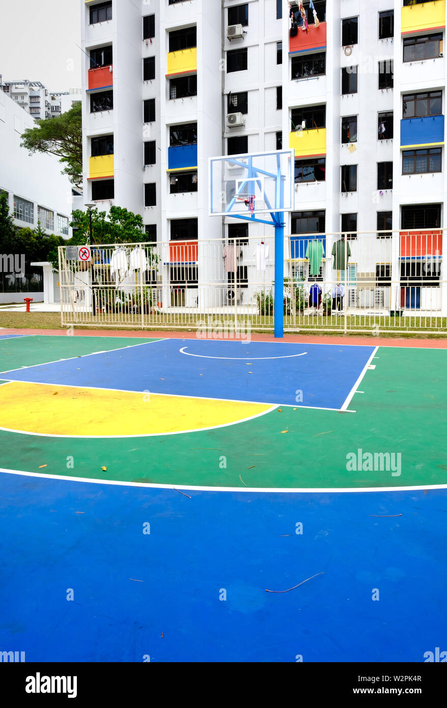 Singapore02 MAR 2019 Sinapore colorful hdb facade and the outdoor