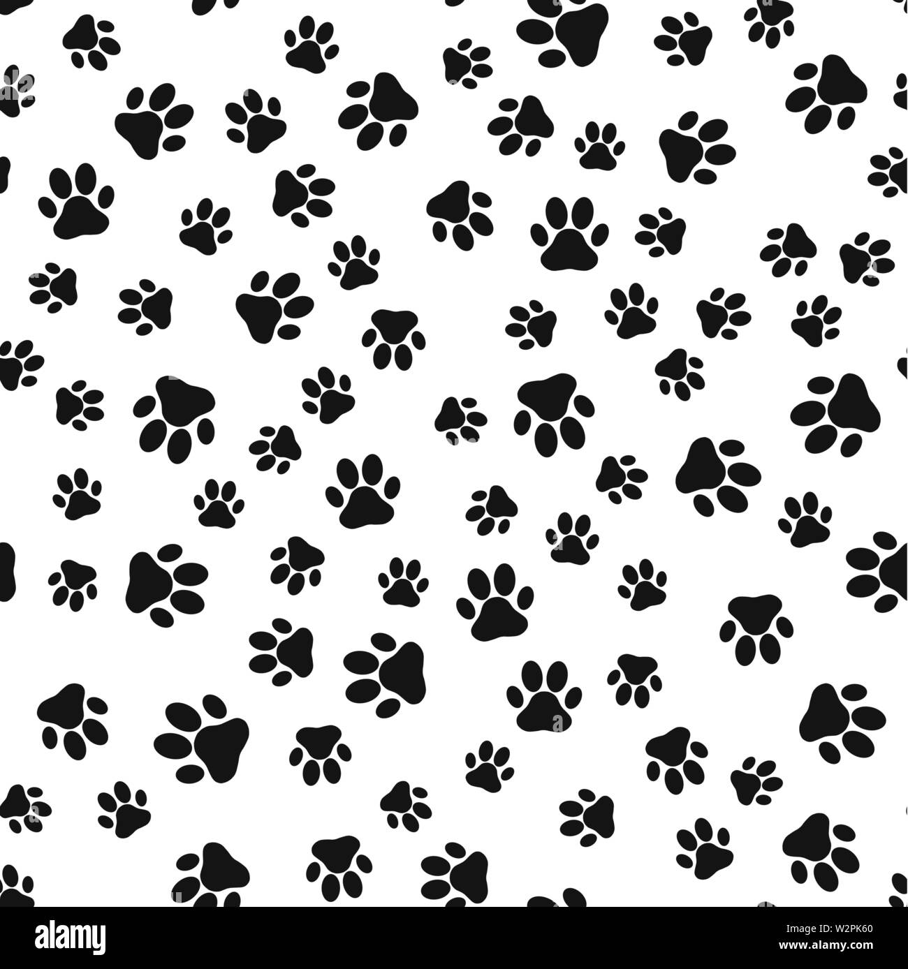 Dog Paw Print Pattern Seamless On White Background Stock Vector Image