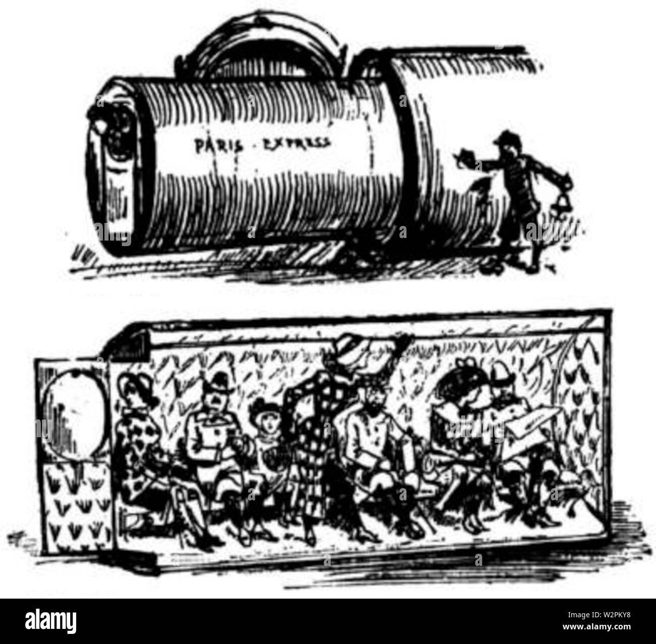 Albert Robida The Twentieth Century Pneumatic Tube Train Stock