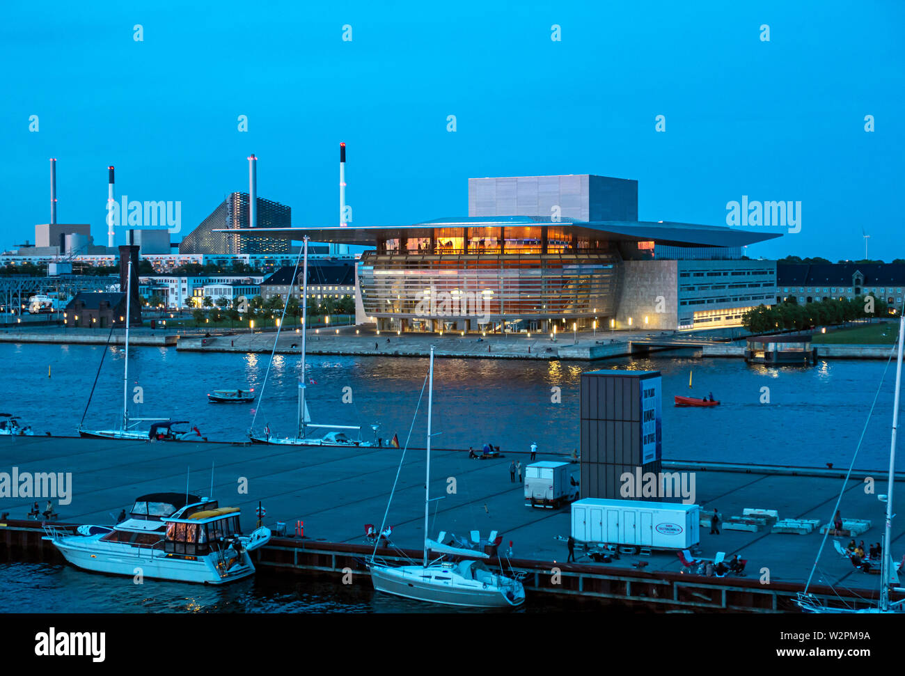 Operaen in evening light on Holmen Copenhagen harbour Copenhagen Denmark Europe Stock Photo