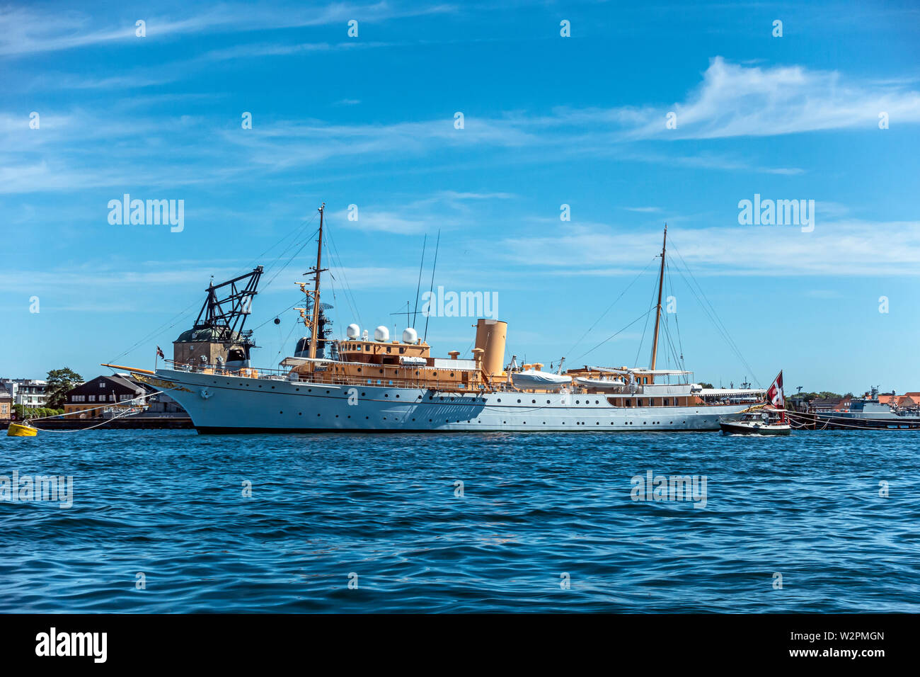 Royal yacht Dannebrog moored in Copenhagen harbour Copenhagen Denmark Europe Stock Photo