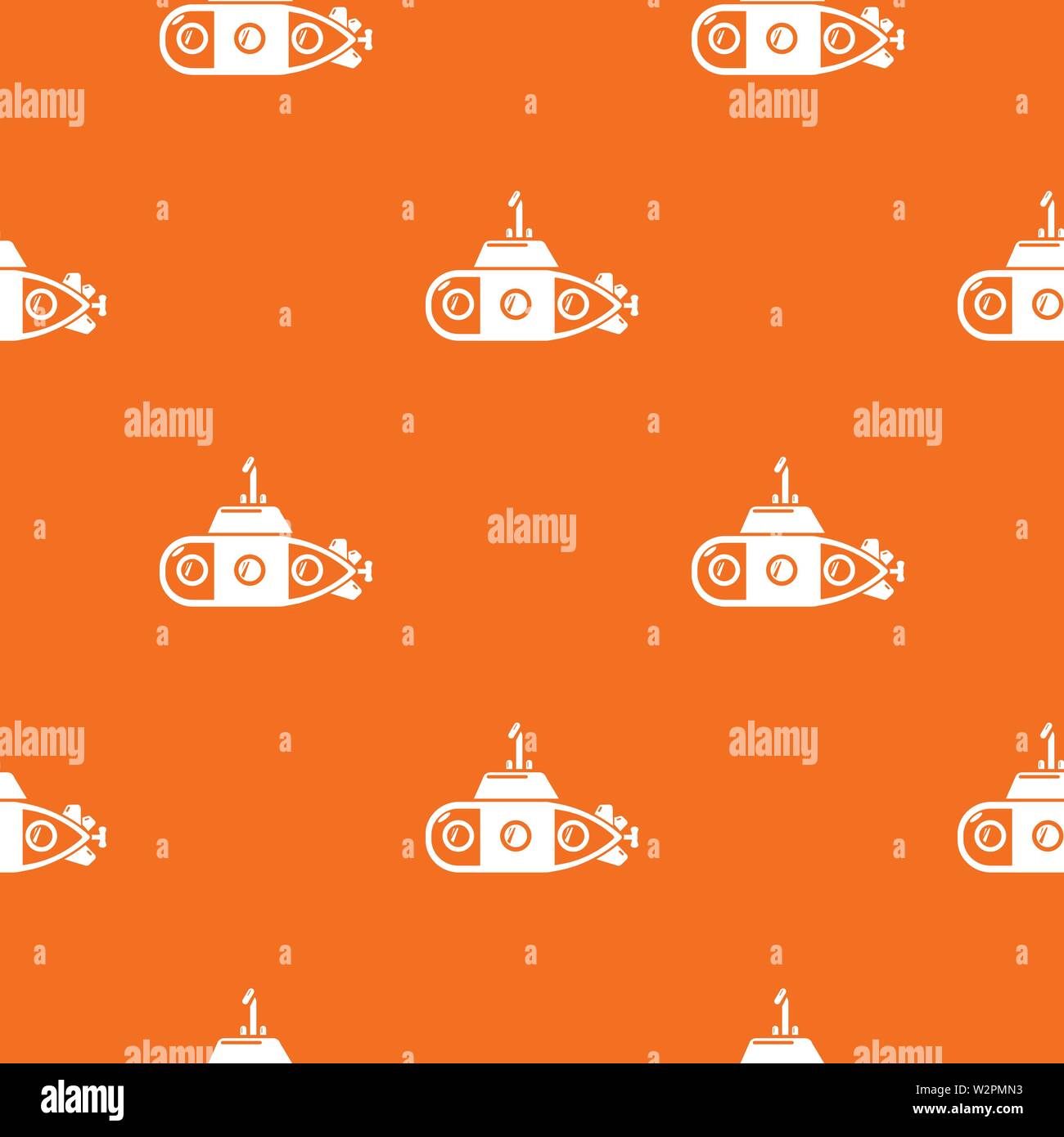 Submarine transportation pattern vector orange Stock Vector