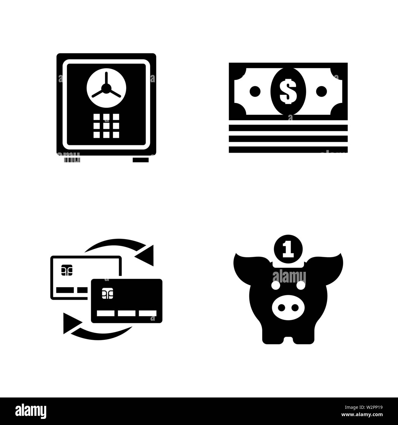 Financial. Simple Related Vector Icons Set for Video, Mobile Apps, Web Sites, Print Projects and Your Design. Black Flat Illustration on White Backgro Stock Vector