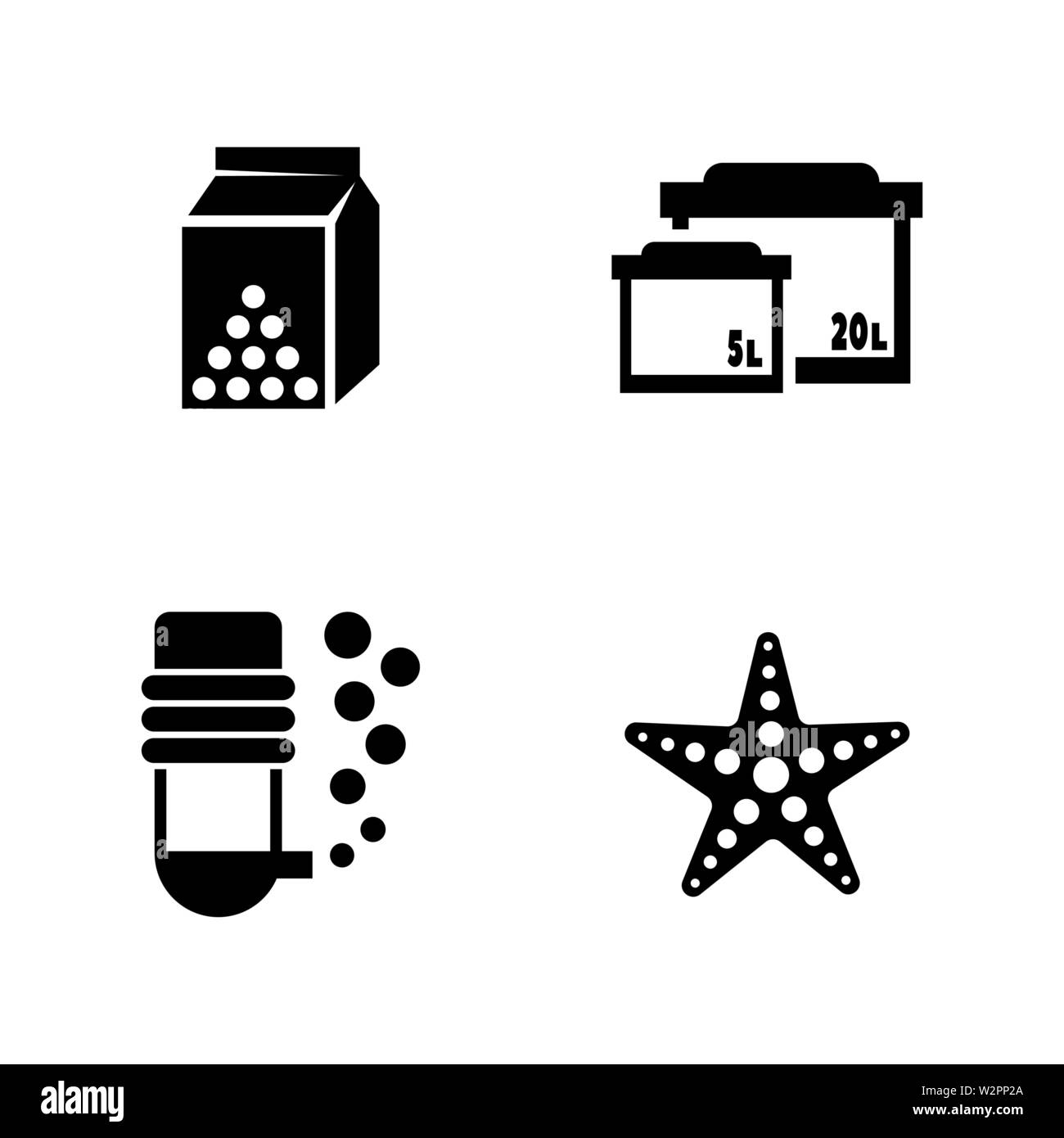 Aquarium. Simple Related Vector Icons Set for Video, Mobile Apps, Web Sites, Print Projects and Your Design. Black Flat Illustration on White Backgrou Stock Vector